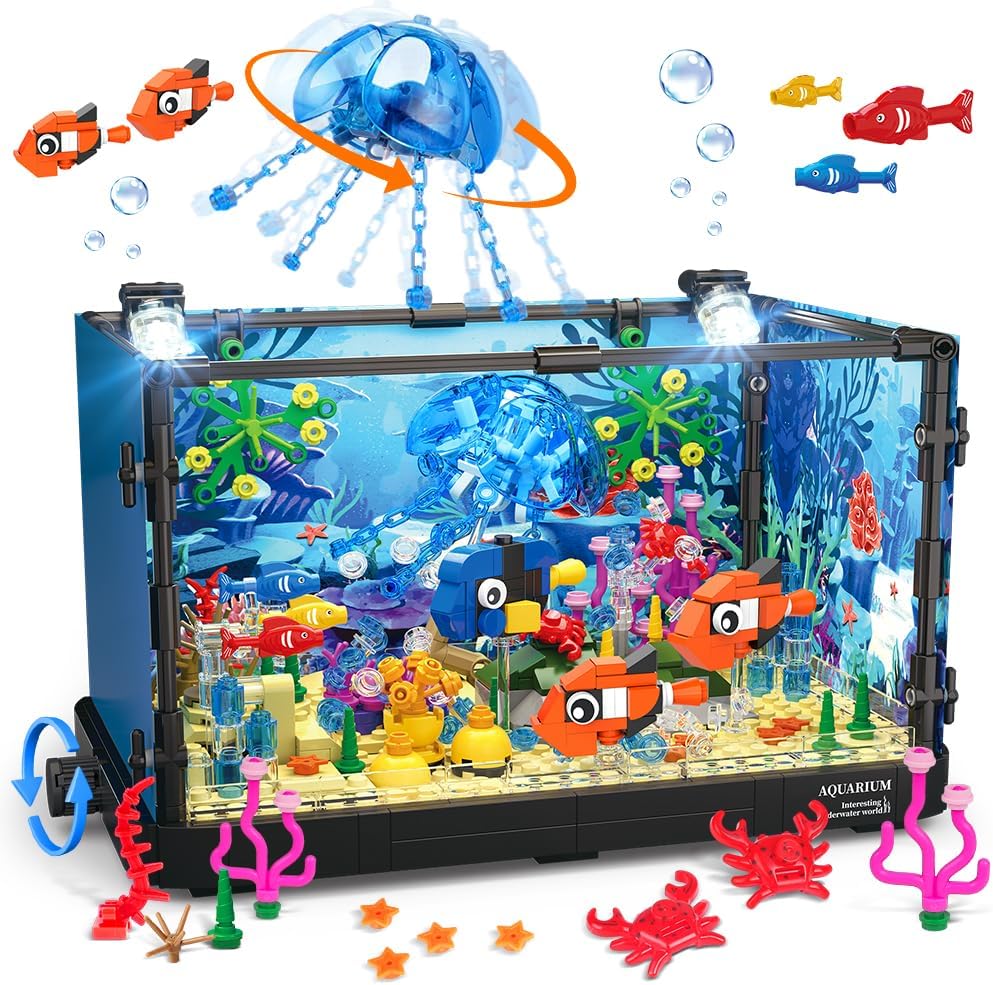 Marine Aquarium Cube - Zestaw bloków do akwarium ze światłami,